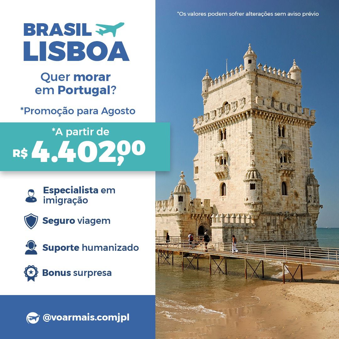 Criativo de viagem do Brasil para Lisboa